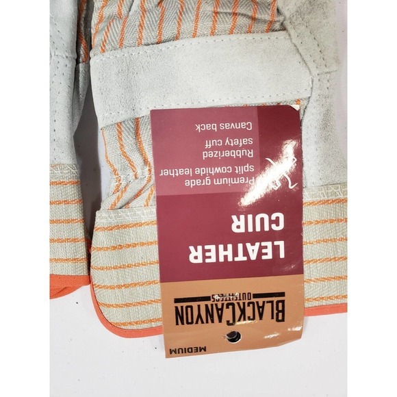 Black Canyon Palm Gloves Mens One Size Premium Leather Grade Split Cowhide NWT - Picture 2 of 4